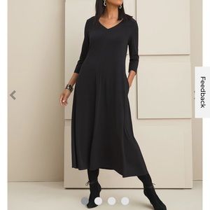 Chicos NWT BEAUTIFUL BLACK MIDI DRESS. It is NOT a double V
